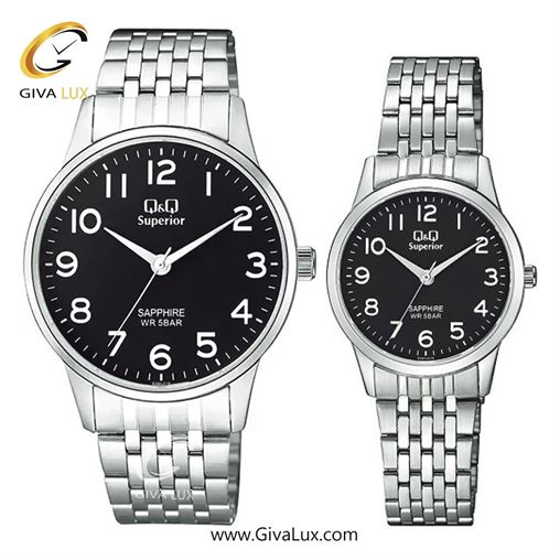 ساعت مچی اورجینال ست کیو اند کیو Q&Q نقره ای | نقره ای| مشکی| کد رفرنس مردانه: S280J215Y، زنانه: S281J205Y